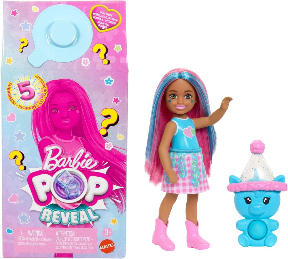 Barbie Pop-Reveal-Set aus Puppe und Accessoires, Shakes-Serie, duftende süße Kätzchen-Modepuppe & Haustier, mit 8 Überraschungen inklusive Farbwechsel, JCN87