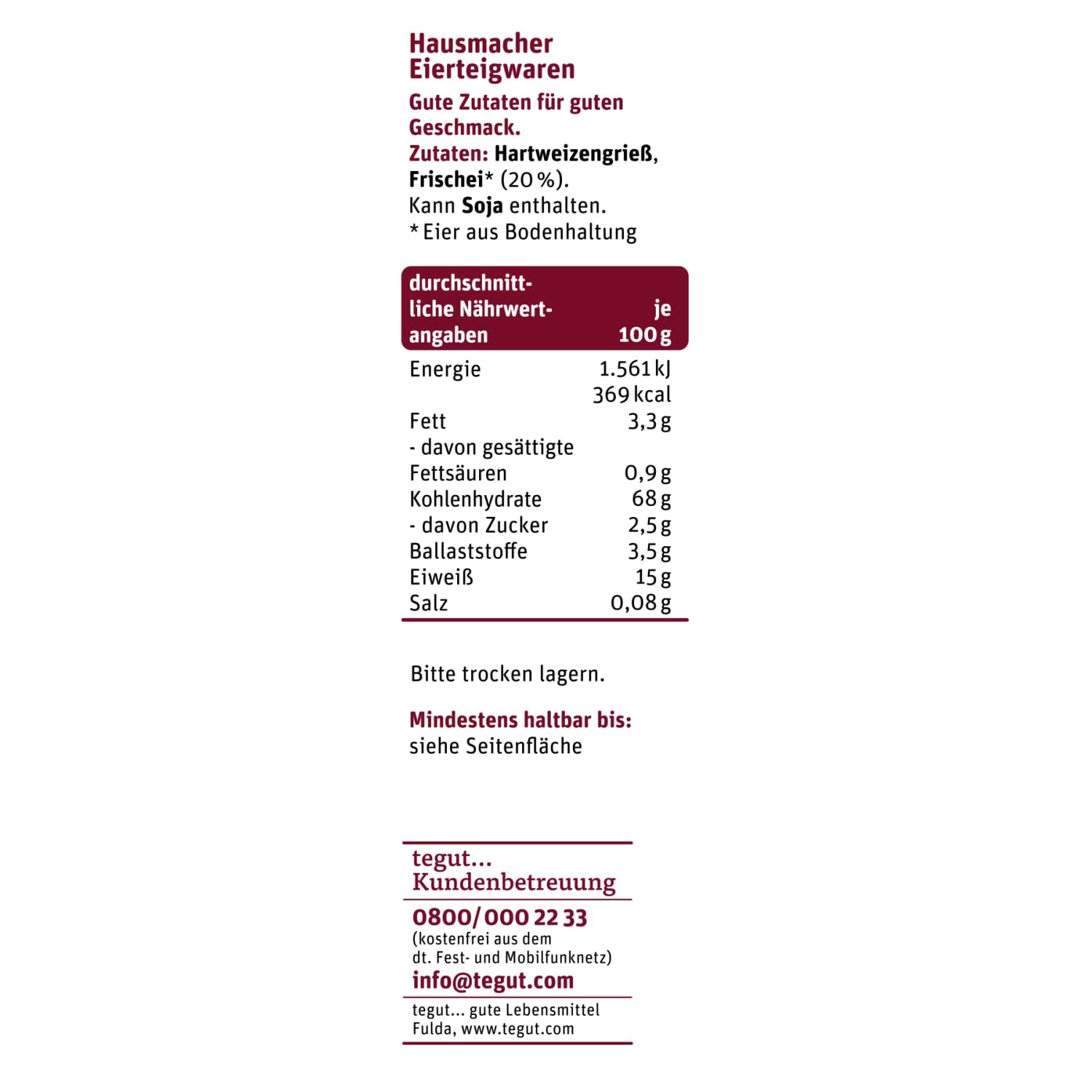 tegut... Egg noodles Waves - Ribbon noodles, 1 x 500 g