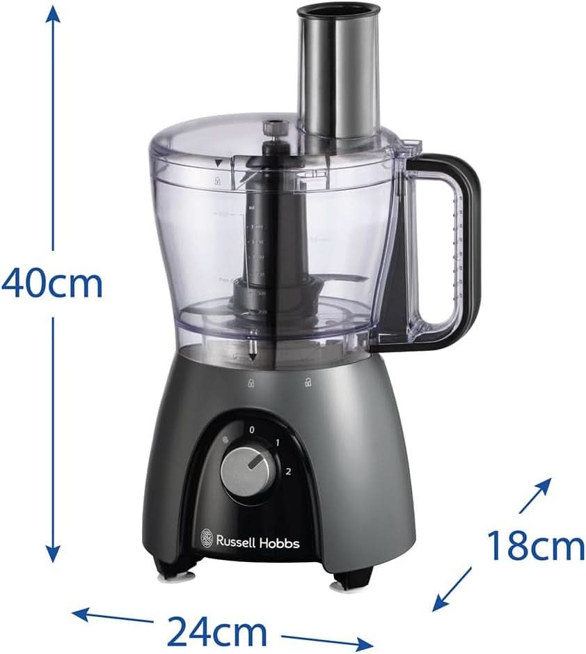 Russell Hobbs Food Processor [Blender/Vegetable Chopper/Table Blender/Chopper/Blender] Food Processor (Kneading, Mixing and Slicing), Matte Charcoal Kitchen Naty Shop