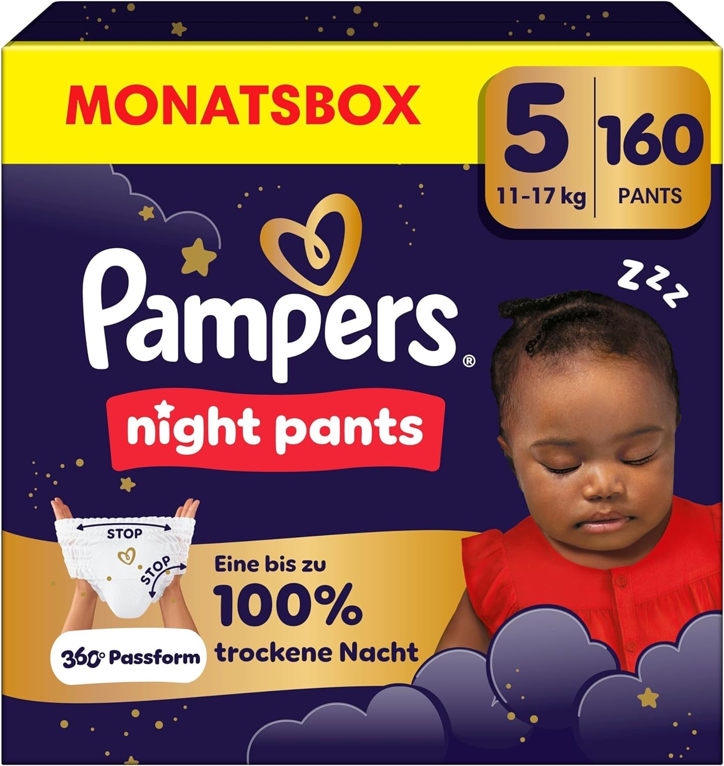 Pampers Night Pants size 6 diapers, 138 pieces, 13kg-19kg, provide extra protection for the whole night.