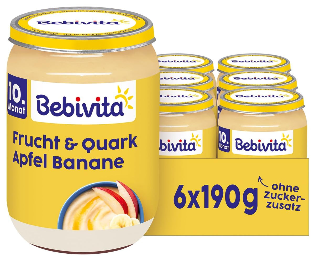 DUO Fruit and Yogurt/Quark Apple-Banana/Quark, 190g pack of 6 (6x190g)
