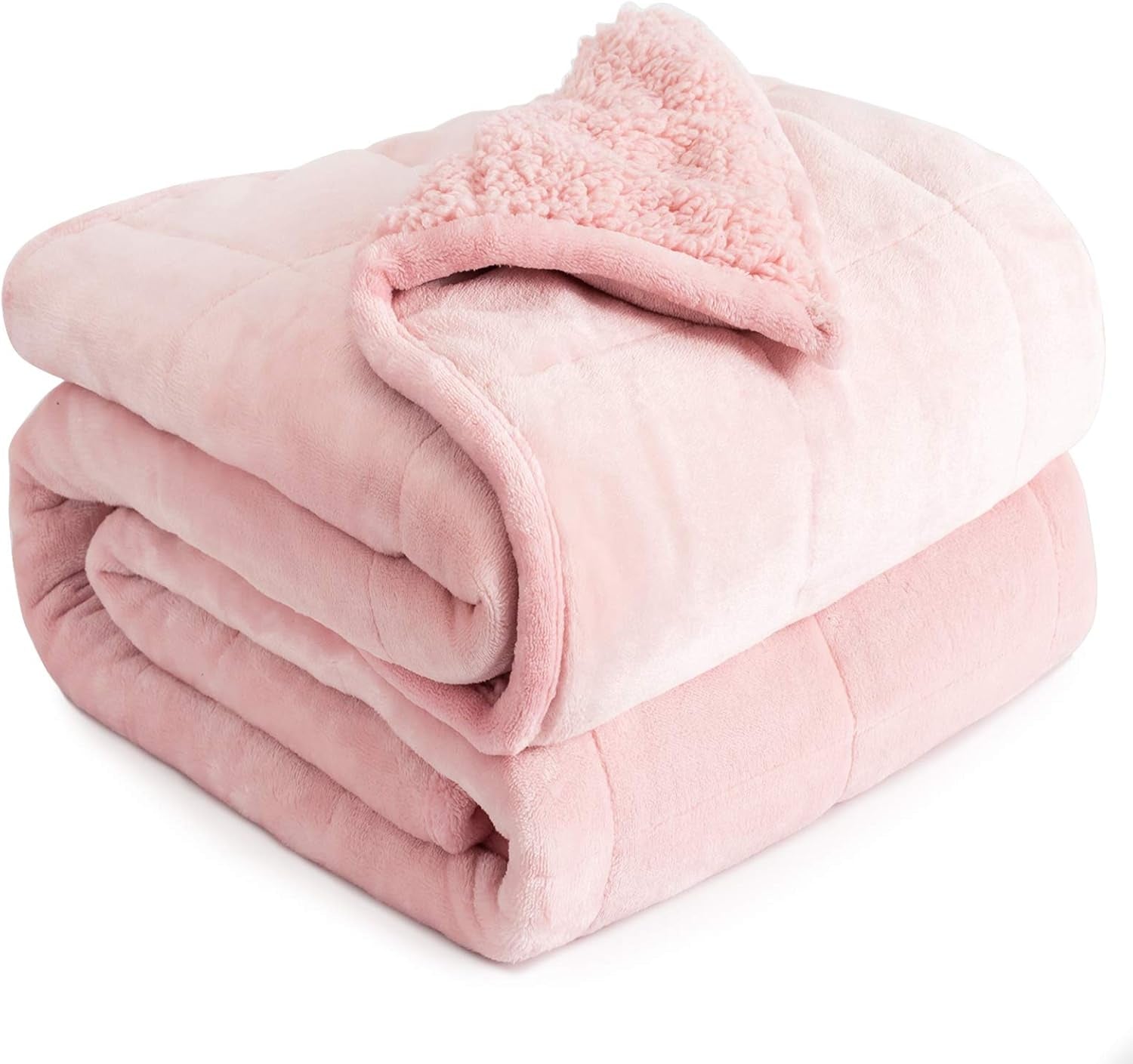 Cottonblue Weighted Blanket 6.8kg Queen Size Flannel Shaggy Sherpa Weighted Blanket for Adults Comfortable Weighted Blankets for Soothing and Relaxing Heavy Comforters 152.4 X 203.2 Naty Shop Quilts & Quilts Pink 60 X 80 15 Lb