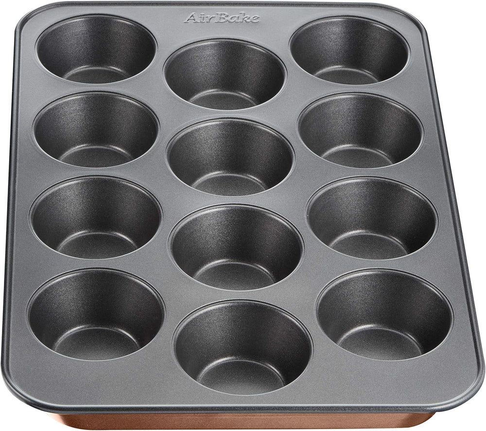 Tefal Airbake J2555014 Muffinform, Antihaftbeschichtung, Karbonstahl, Braun, 29 X 41 Cm Molds and trays for baking Naty Shop
