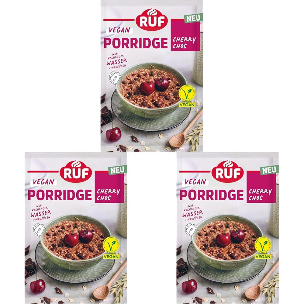 RUF Vegan Porridge with Nuts and Oats, oat flakes with almonds, hazelnuts and flax seeds, easy to prepare, in a practical portion pack, 1 x 60 g