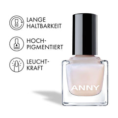Oja ANNY – Oja colorată de înaltă calitate, cu strălucire de lungă durată, rezistentă la ciobire și cu uscare rapidă, culoare: Opalescentă - 15 ml