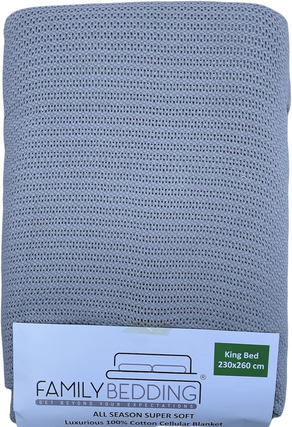 Family Bedding Pătură celulară roz pentru pat dublu, bumbac, cuvertură de pat mare, reversibilă, ușoară, termică, moale, pătură celulară tradițională, 230 X 230 cm Plapumi si pilote Naty Shop Gri Pat King (230X260Cm)