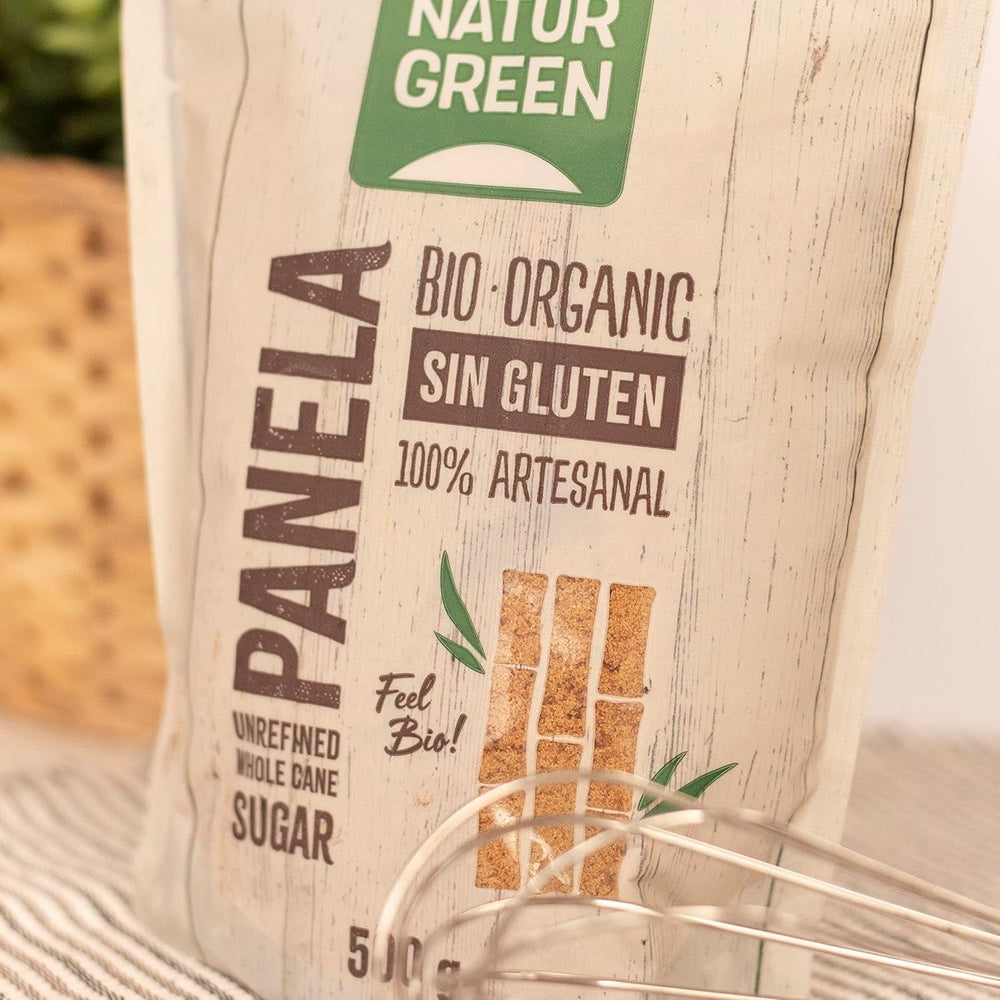 - Organic Crystallised Panel, Pure Sugar, Ecological Sweetener, Natural Sugarcane Juice - 500G, Pack of 12 Sweeteners Naty Shop