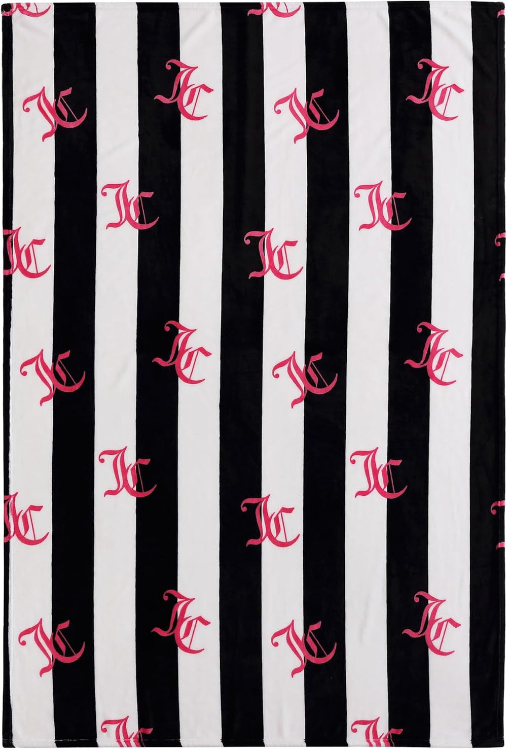 Juicy Couture Cabana Plush Throw Blanket, 127.7 X 178.8 Cm, luxurious microfiber plush blanket for maximum comfort and cozy warmth Juicy Couture Beds and Blankets