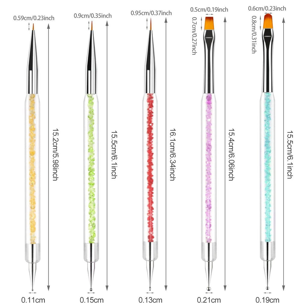 Sularpek 5 Stück Nagel Pinsel, Nageldesign Pinsel, Dotting Tool, Nail Art Liner Pinsel, Nagelverlängerung Gelpinsel, Nagelbürste Für Punktierungen, Zeichnen, Für DIY Nail Art Design