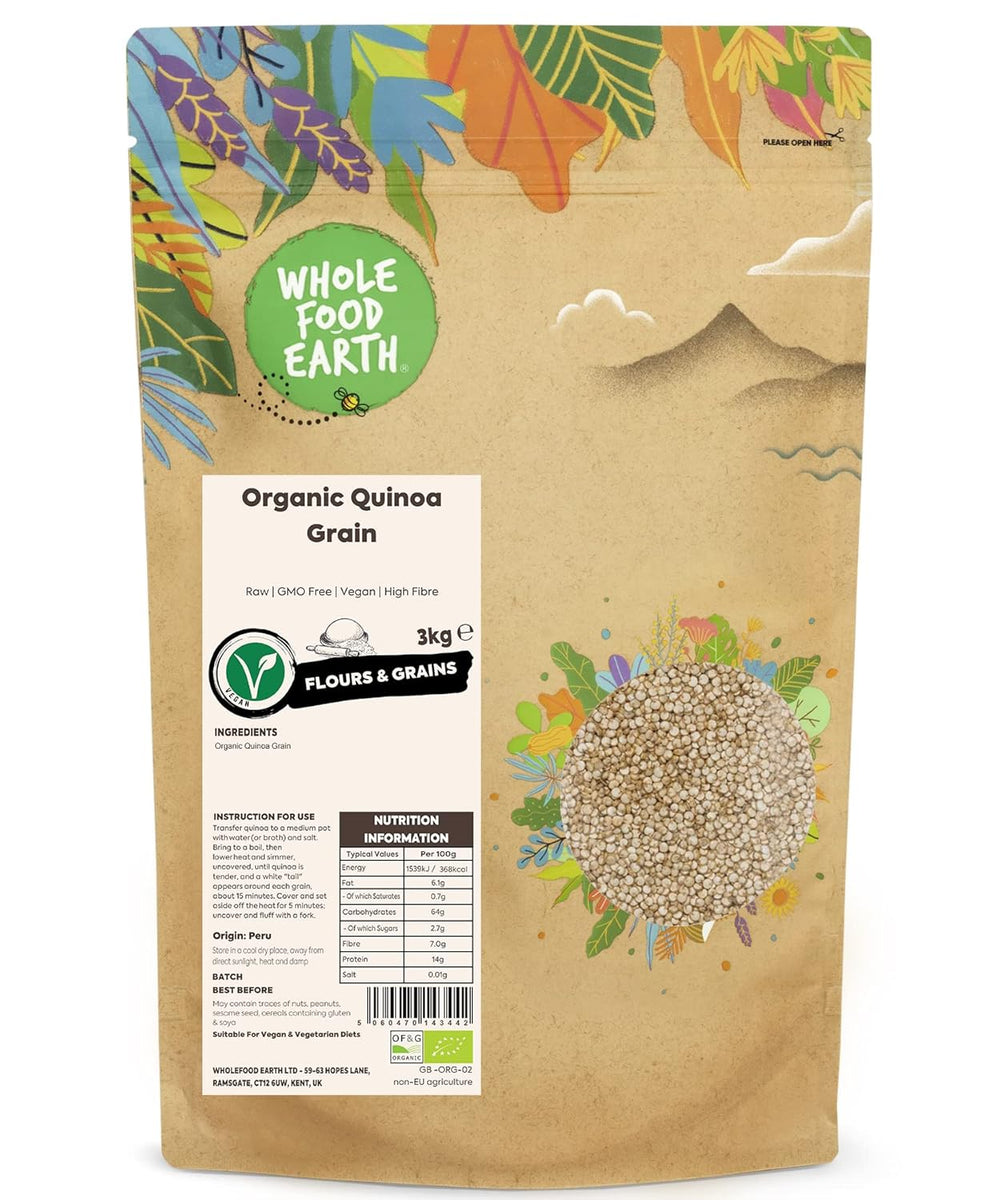Wholefood Earth Organic Quinoa Grains – 2kg | Cruel | Non-GMO | Vegan | Rich in fiber | Certified organic