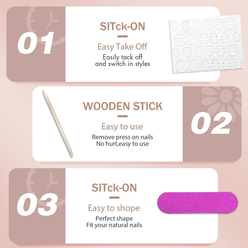 Unghii cromate autoadezive - Unghii maro cu sclipici pentru lipire, culoare migdale medii, unghii false strălucitoare, unghii artificiale pentru lipire, unghii acrilice glazurate pentru femei, 24 bucăți