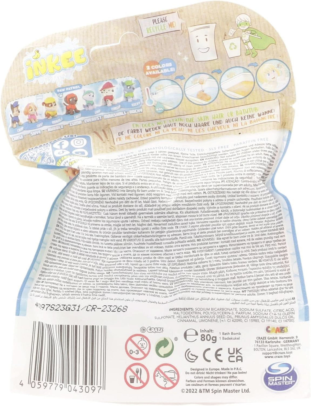 INKEE SURPRISE PAW PATROL, Bath bomb for children with surprise, cola flavor, foam effect, 80 grams Shower and bath Naty Shop