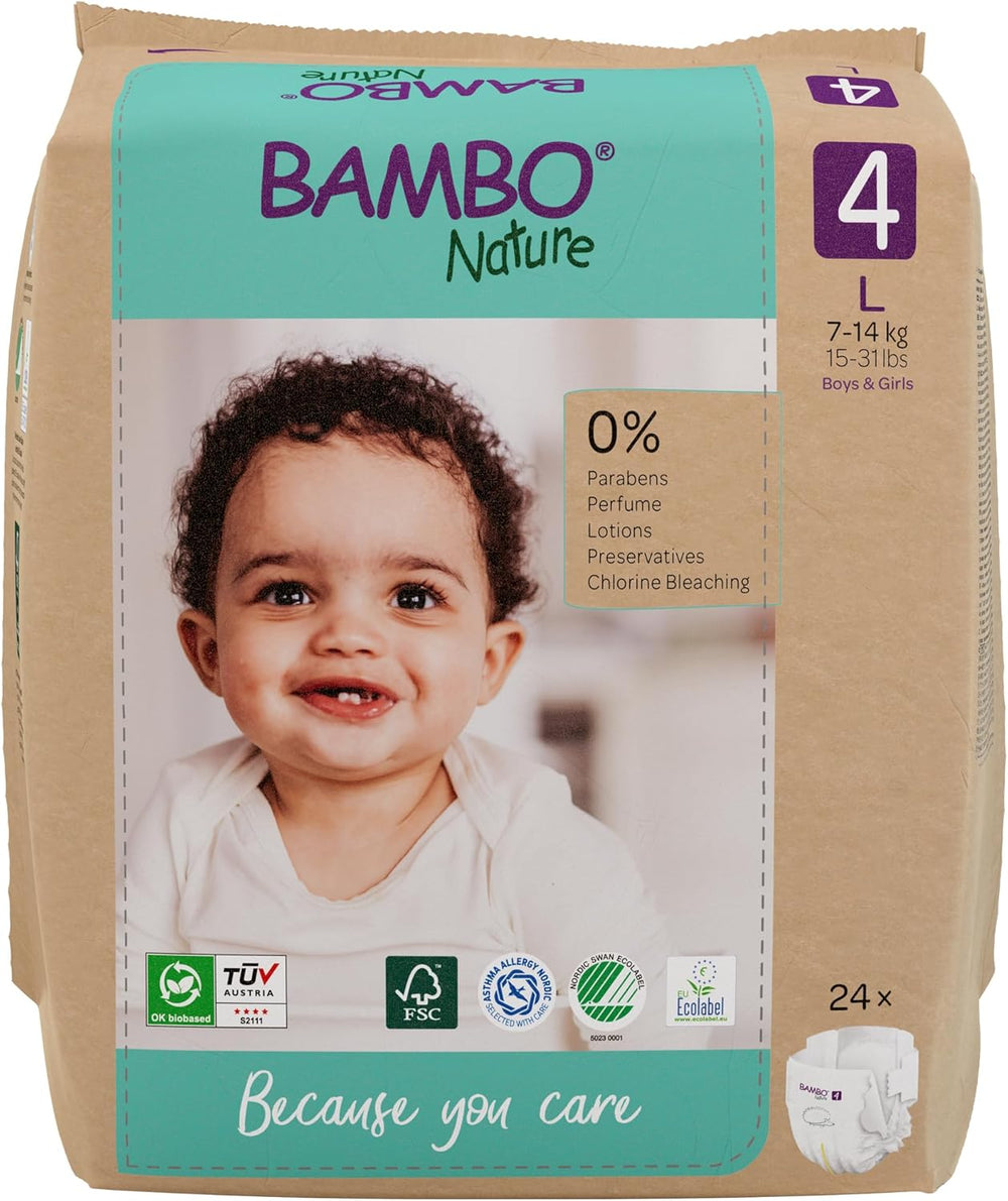 Bambo Nature Baby Diapers, Size 1 (2-4 kg), 132 Count Monthly Box | Premium Diapers with Enhanced Leak Protection | Ultimate comfort and freedom for newborns | Dermatologically tested diapers
