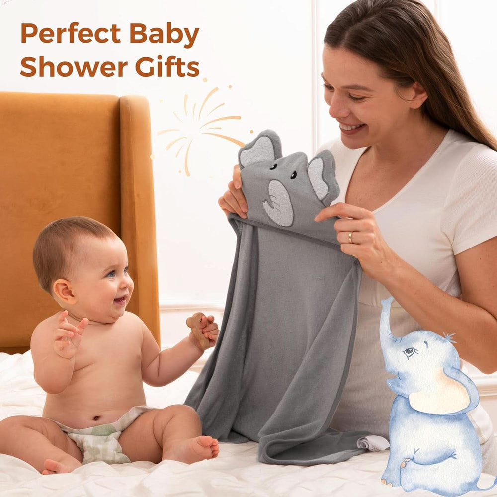 Momcozy bath towel set, 8 pieces for babies, 2 x hooded towels, 76 x 76 cm and 6 x baby towels 24 x 24 cm Mother and Child Naty Shop