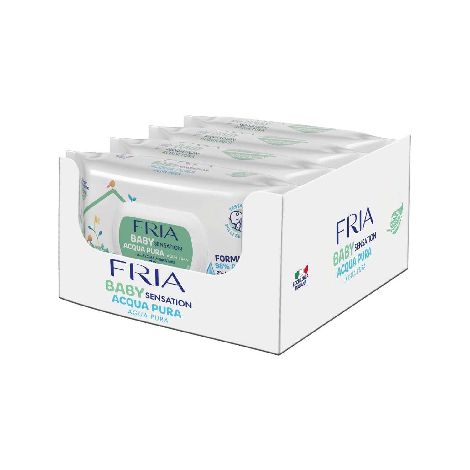 Baby Sensation Pure Water Wet Wipes, Formulated with 98% Purified Water for Skin Cleansing, Dermatologically Tested, Economy Pack of 840 Wipes