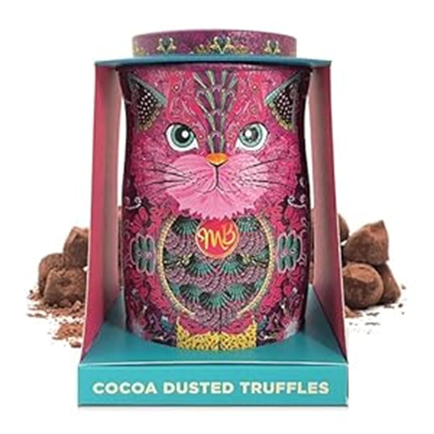 Monty Bojangles Savanna Gold Chocolate Truffles (135g) Cocoa Powder Praline Gift Set in an Individual Cat Design Collector's Box Flutter Scotch Flavor