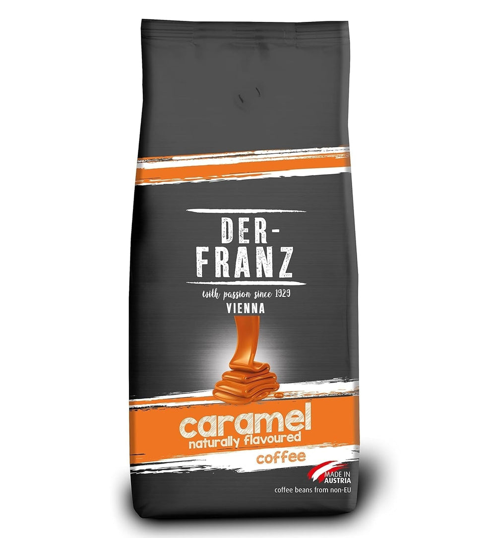 Cafea Der-Franz, amestec de Arabica și Robusta, prăjită, boabe întregi aromate cu alune naturale UTZ Cafea Naty Shop 1 Kg Caramel