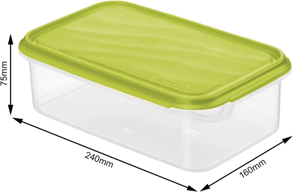 Rotho Rondo borcan pentru păstrarea alimentelor 1.5l cu capac, plastic (PP) fără BPA, transparent/verde, 1.5l (24.0 x 16.0 x 7.5 cm) Cutii depozitare alimente Naty Shop