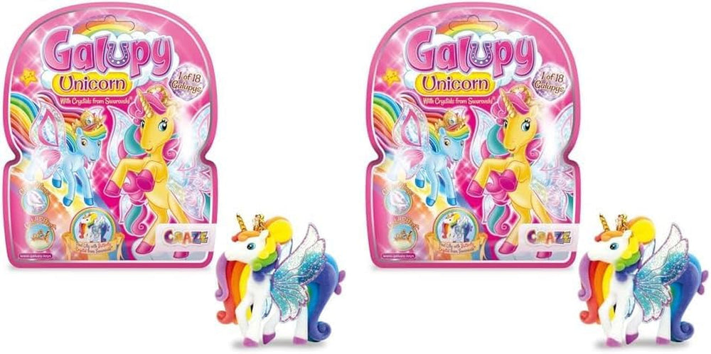 Galupy Unicorn - Pachet de 3 figurine unicorn, jucării unicorn de colecționat, figurine ponei cu aripi strălucitoare și cristal Swarovski Action figures Naty Shop Galupy 1X Unicorn 1 Galupy Unicorn 17739 (pachet de 2)