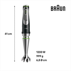 Braun Multiquick 9 MQ 9147X – 5-In-1 Stabmixer Mit Standmixer-Aufsatz, Zerkleinerer, Kartoffel- & Gemüsestampfer & Schneebesen, Stufenlose Geschwindigkeitsenstellung, 1200 W, Schwarz/Edelstahl Kitchen Naty Shop