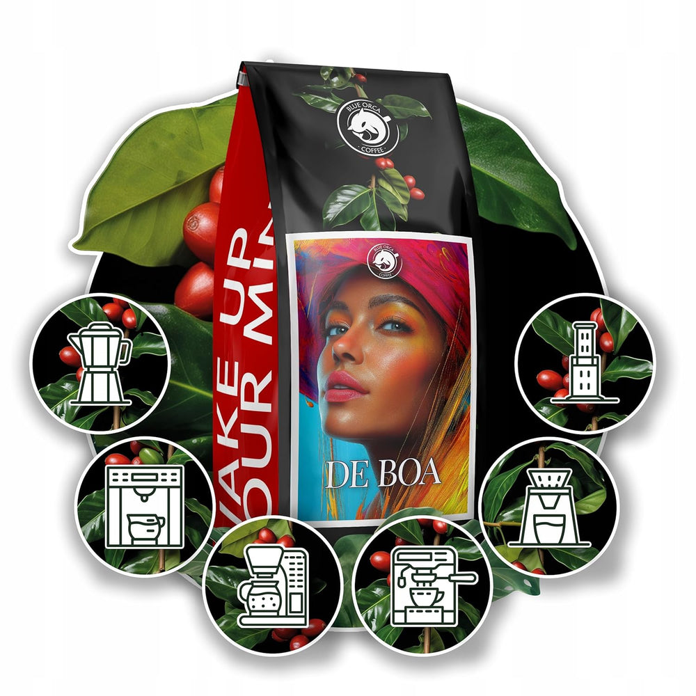 Cafea măcinată DE BOA 1KG | 100% Arabica | cu note de ciocolată și nuci | boabe de cafea prăjite mediu, aciditate scăzută | ideală pentru espressoare | Blue Orca Coffee Roastery