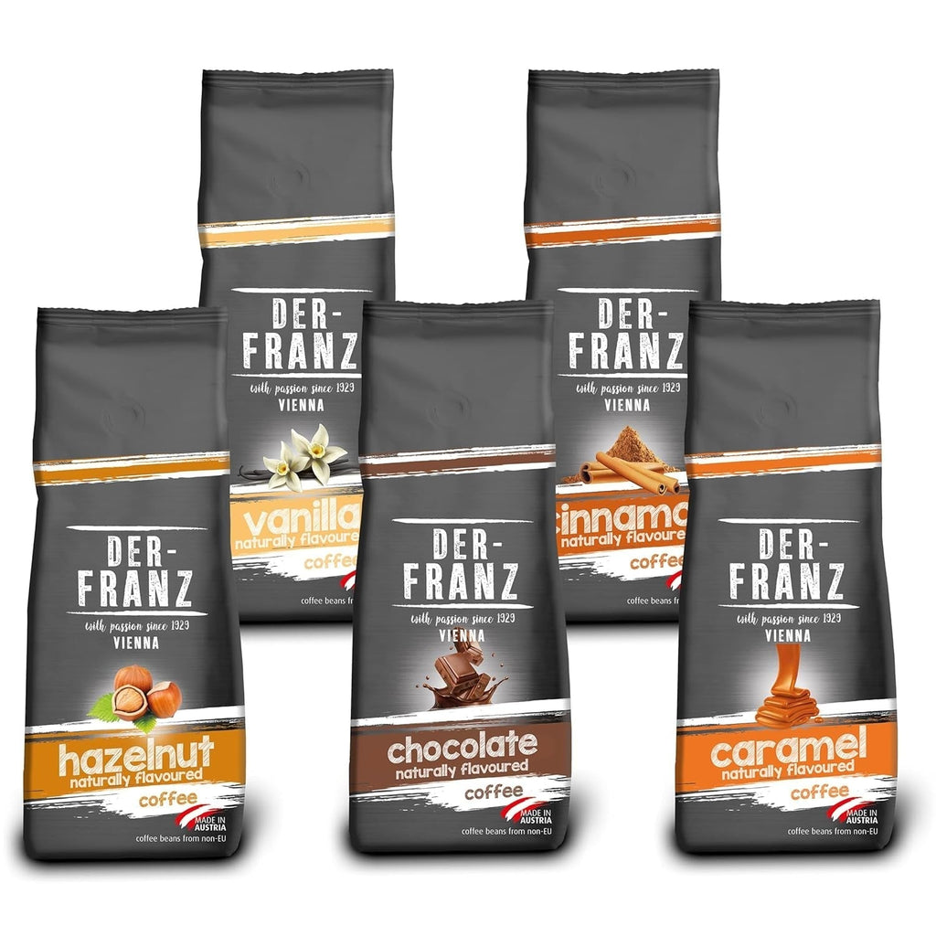 Cafea Der-Franz, boabe de cafea Arabica și Robusta Cafea Naty Shop 5 x 500 grame Pachet pentru cafea