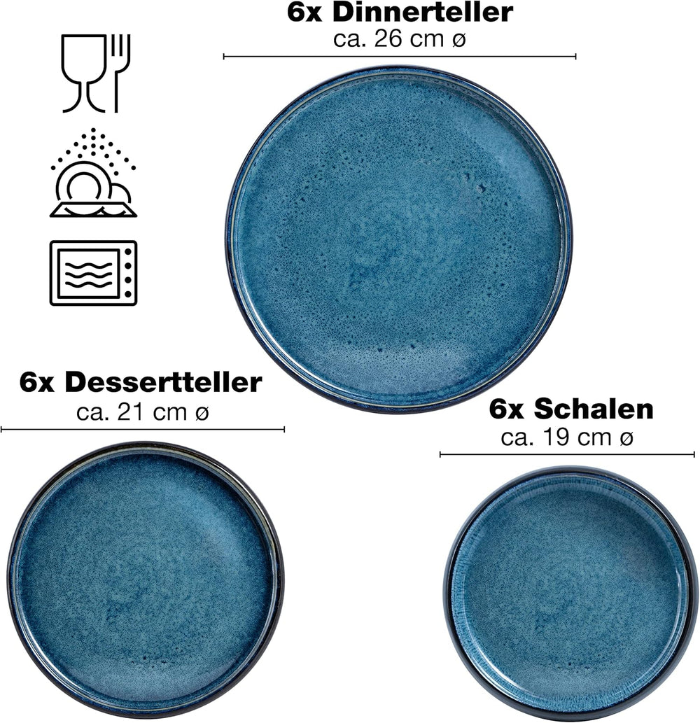 Set de veselă Moritz & Moritz SOLID din gresie, format din 18 piese, pentru 6 persoane - set de veselă pentru 6 persoane, format din 6 farfurii de cină, 6 farfurii garnitură și 6 farfurii de sumă