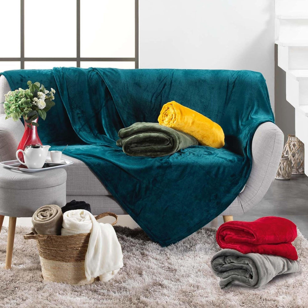 Douceur D'Intérieur Flanou Plaid, Polyester, Grey, 125 X 150 Cm Duvets and quilts Naty Shop