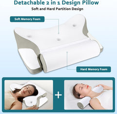 Pernă din spumă cu memorie TopEsct, pernă pentru dormit pe o parte, pernă pentru gât, pernă pentru cap pentru cei care dorm pe o parte și pe spate (gri)