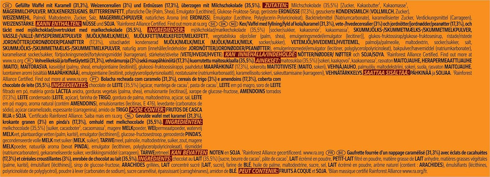 Milk Chocolate Covered Peanut Chocolate Bar, Delicious Caramel Filling, Peanuts and Crispy Wafer, Bulk Candy Pack, 1 Pack (5 x 31g)