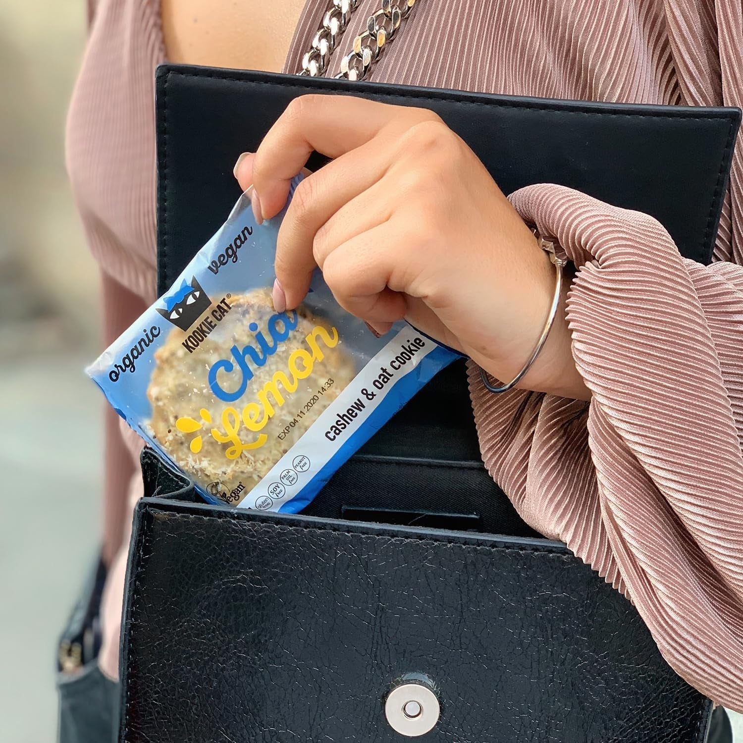 Chia și Lămâie - Fursecuri Vegane Ambalate Individual, Fără Gluten, Fără Soia, Organice, Caju și Ovăz - Pachet Multiplu de 12 x 50g