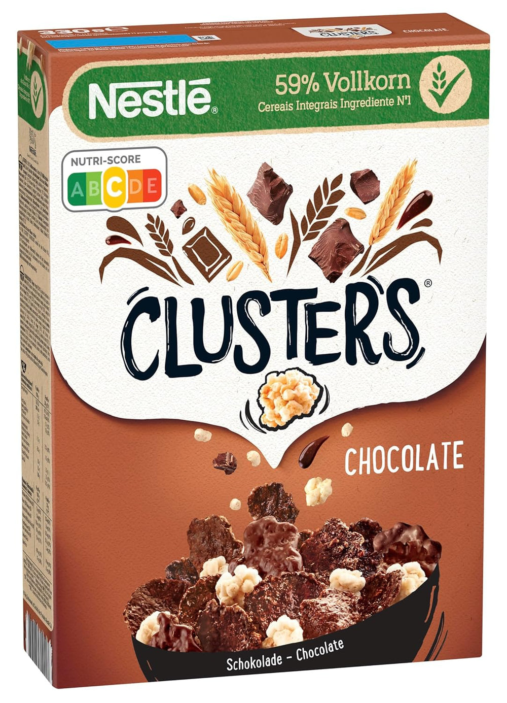 Nestlé CLUSTERS Chocolate, Cereal made with 59% whole grains, with chocolate and almonds, contains vitamins, calcium and iron, 1 packet (1 x 330g)