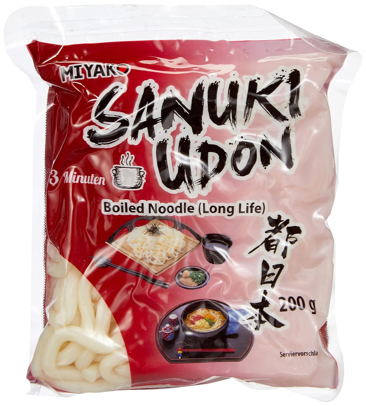 Miyako Sanuki Udon Noodles, Cooked, Pack of 12 (12 x 200g)