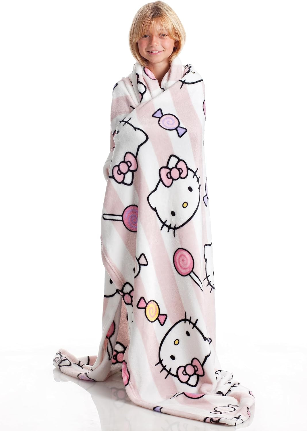 Hello Kitty bedspread, pink, soft blanket 130X170Cm, microfiber bedspread bedspread or sofa bedspread. Quality with Oekotex certificate, Sanrio Beds and Blankets Besuche den Kanguru-Store