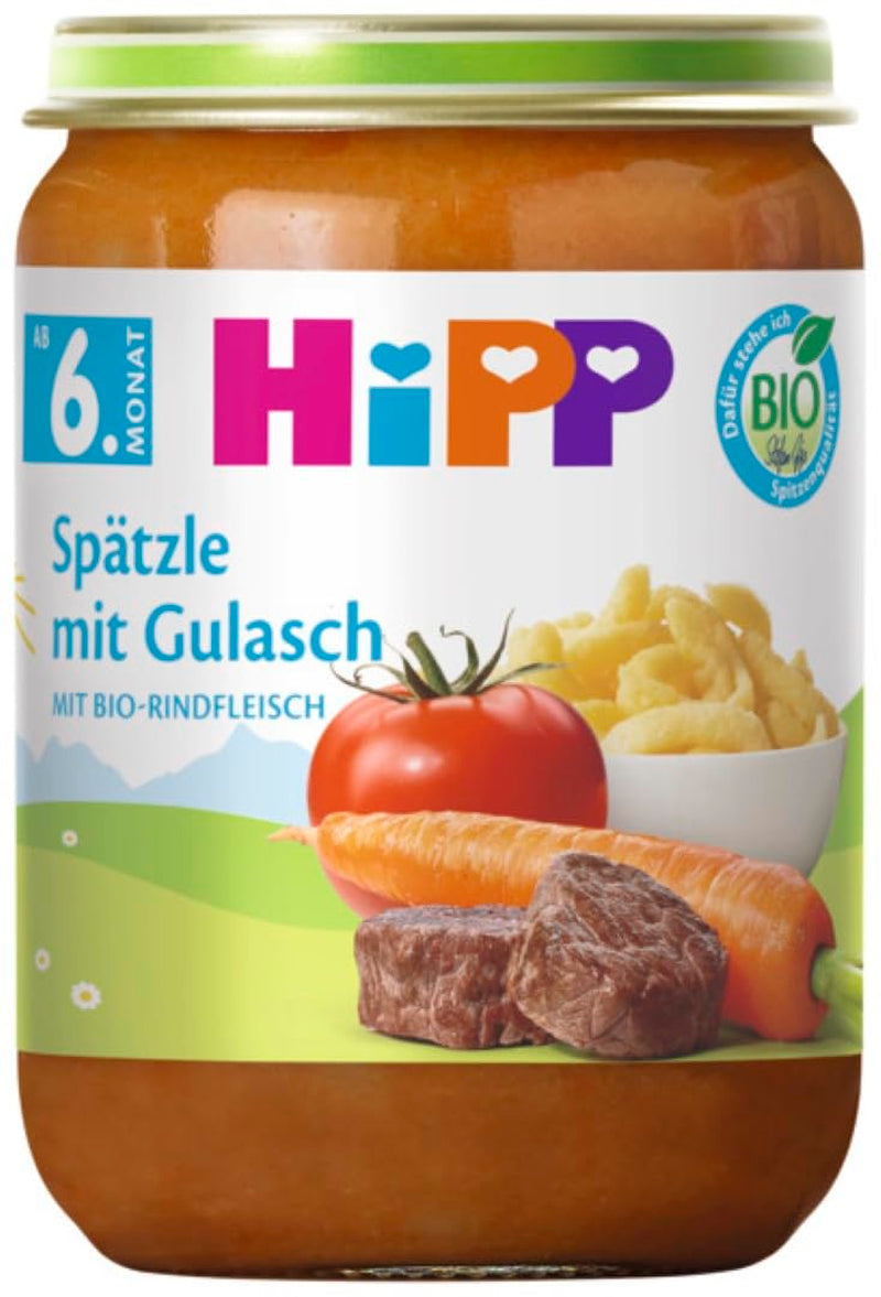 Hipp Organic Menus from 6 months, pasta spaetzle with goulash, 220G, pack of 6 (6X220G) Mother and Child Naty Shop Default Title