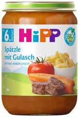 Hipp Organic Menus from 6 months, pasta spaetzle with goulash, 220G, pack of 6 (6X220G) Mother and Child Naty Shop Default Title