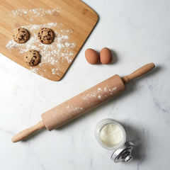 , KP5715, Wooden Rolling pin, Ergonomic and Easy to clean, ideal for Rolling Out Dough and Biscuits, Dimensions 44.5 cm, Brown Color