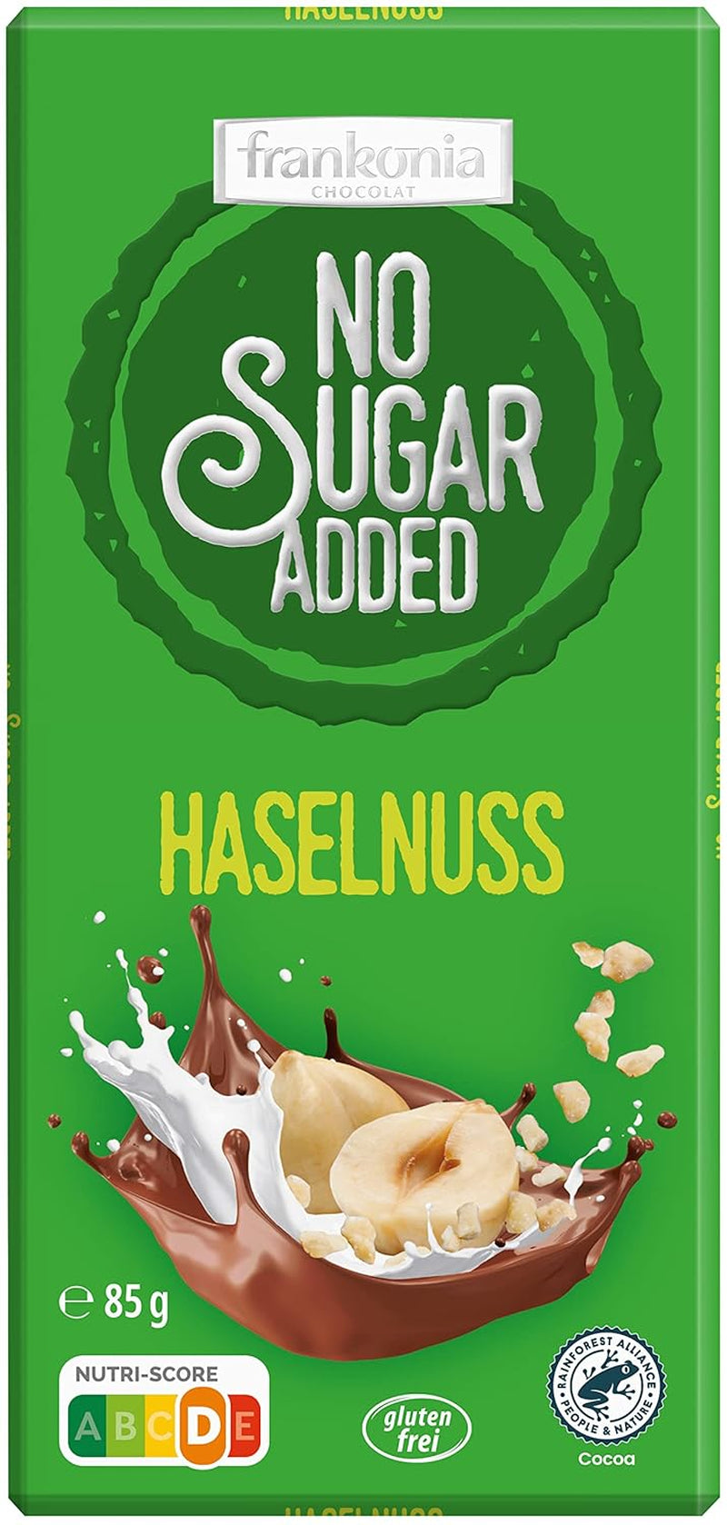 Chocolate with nougat, no added sugar, gluten-free, 100g and chocolate with hazelnuts, no added sugar, gluten-free, 85g