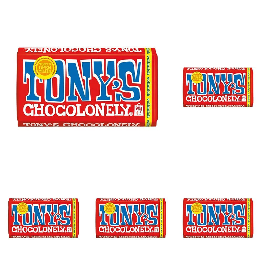 Tony's Chocolonely - Milk Chocolate 90g (Pack of 5)
