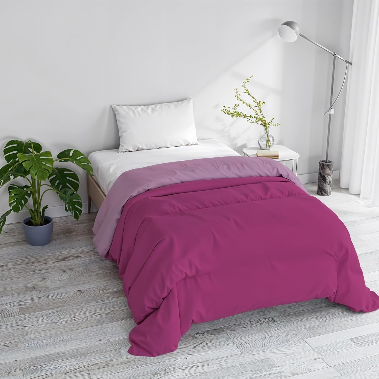 Basic winter blanket, plain and padded, dark green / cream, 200X245Cm Naty Shop quilts and quilts Fuchsia/Lilac 200X245Cm
