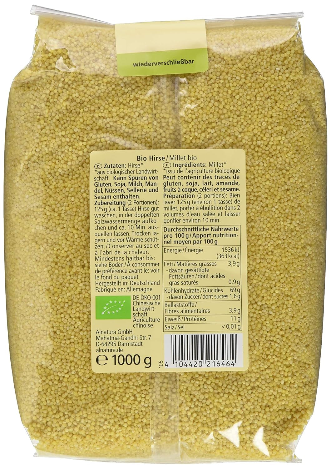 Package of whole millet 1 kg
