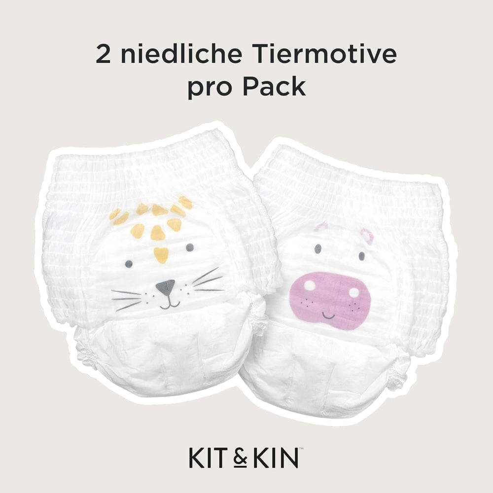 Kit & Kin Premium Eco Diapers, Size 4 (9-16kg), 132 Diapers, Plant Based & Hypoallergenic, Reliable Leak Protection, Vegan & Cruelty Free