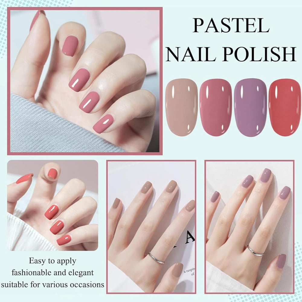 4 Piece Nail Polish Set - Quick Dry Long Lasting Water Based Nail Polish - DIY Nail Design Nail Polish (Nude Normal Style 4 Piece Set)