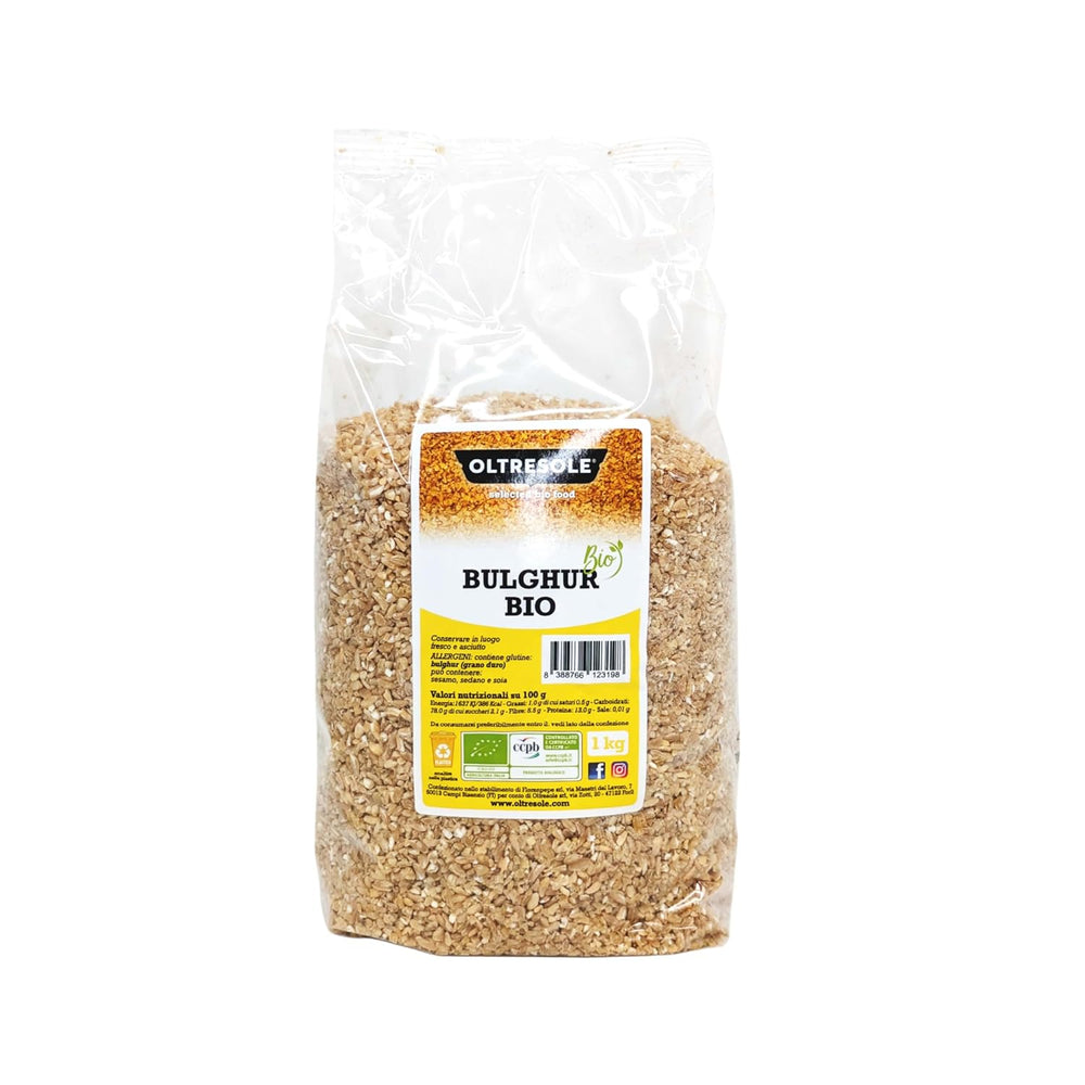 Organic Italian Bulgur 5 kg, whole wheat, durum wheat, cracked wheat, ideal for making tabbouleh and oriental dishes, practical format