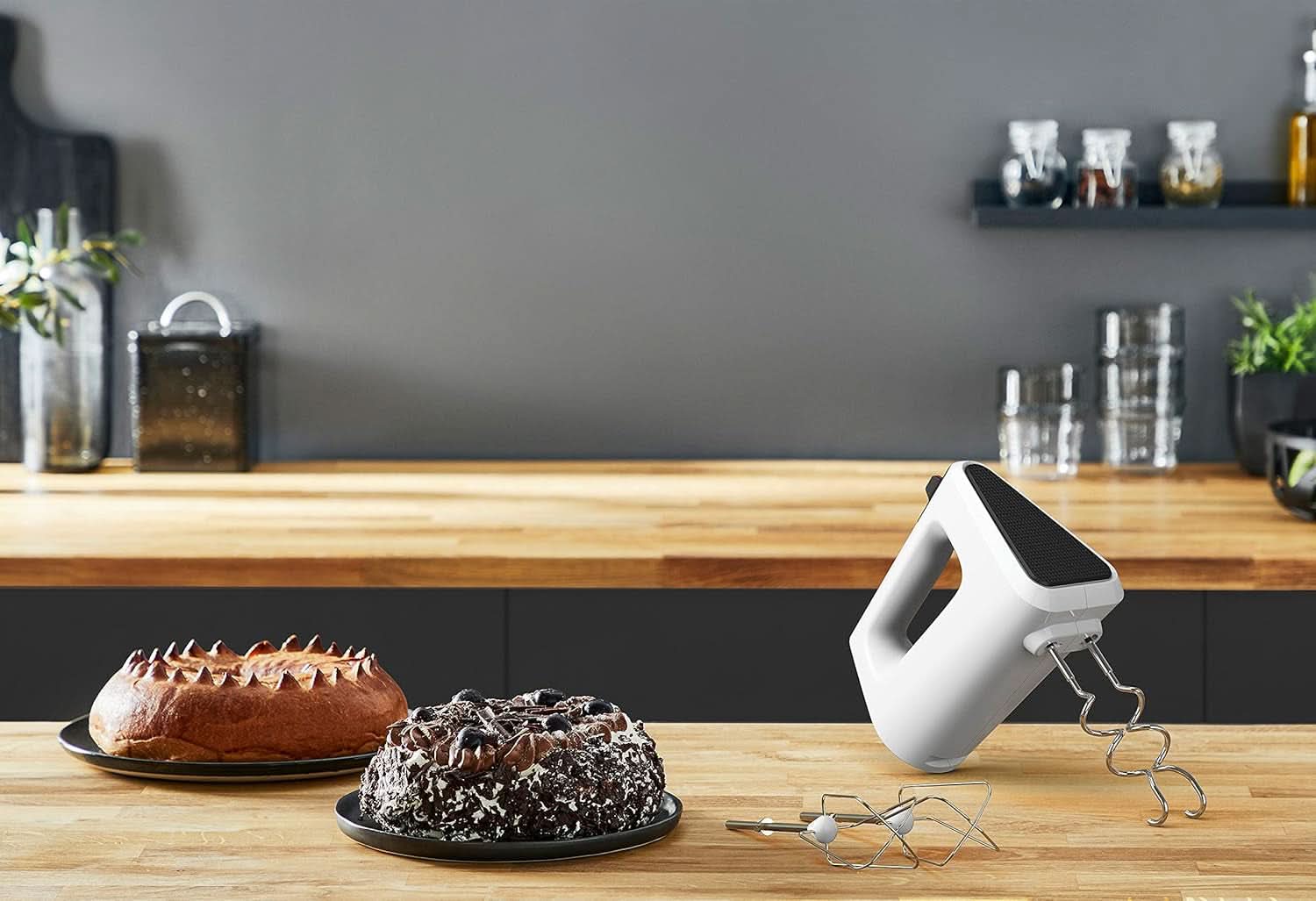 Krups GN4001 3 Mix 4000 Hand mixer | 450 Watt | Robust Design | Variable speed controller | Turbo-Und Auswurf-Funktion | Incl. 2 Rührbesen Und 2 Knethaken | Weiß/Grau Kitchen Naty Shop