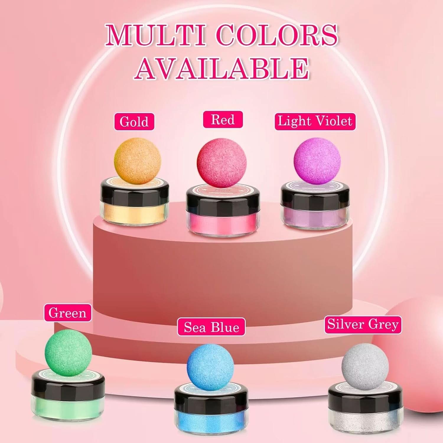 Edible glitter, Set of 4 or 6 color shades, 4 grams per product Glitter Naty Shop