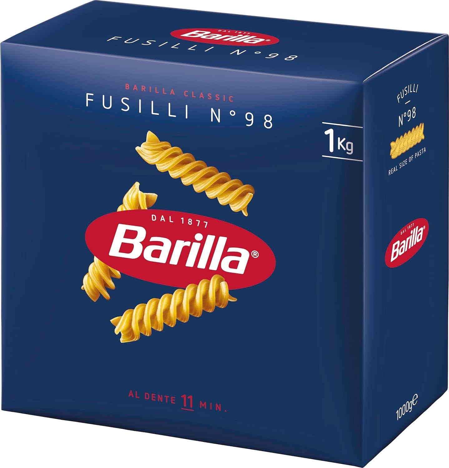 Pasta Barilla Classic Fusilli no. 98, from high quality durum wheat, always al dente, 1 kg