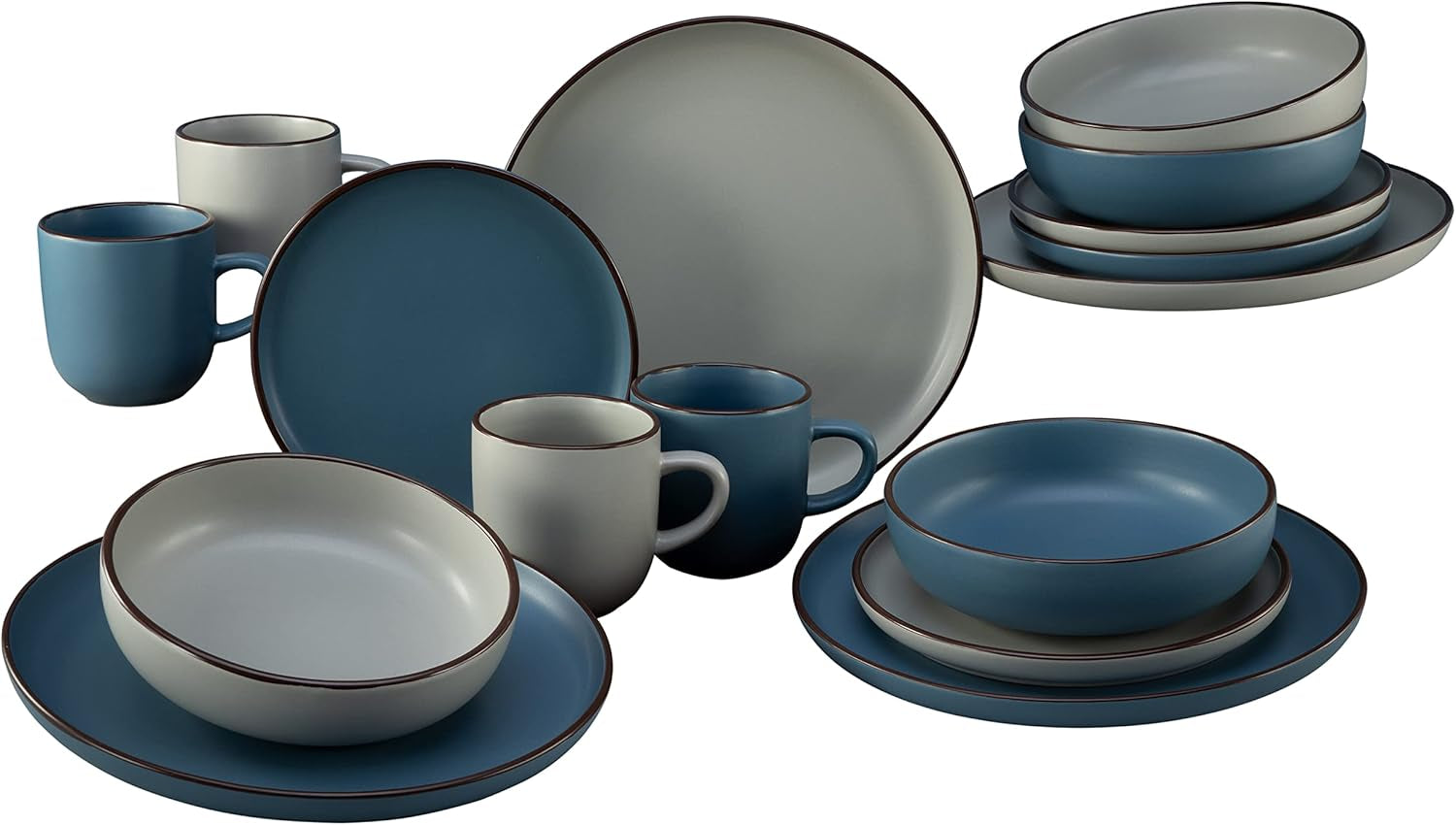 Creatable, 21016, Serie Modern Scandic Blue-Grey, 16-Teiliges Geschirrset, Kombiservice Aus Steinzeug, Spülmaschinen- Und Mikrowellengeeignet, Qualitätsproduktion Seturi vesela masa Naty Shop Default Title