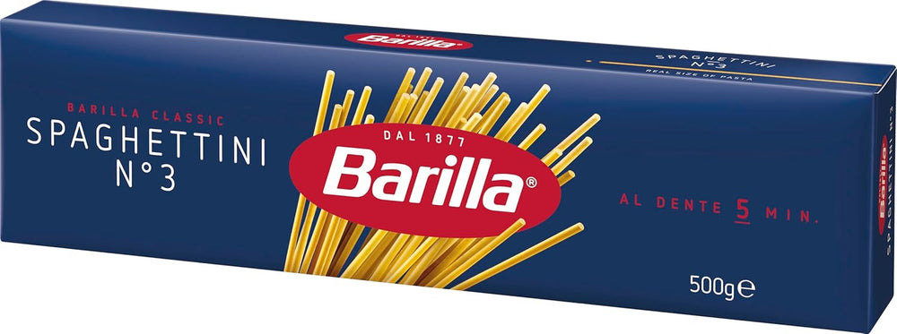 Pasta Barilla Classic Spaghettini no. 3 high-quality durum wheat, always al dente (1 x 500 g)