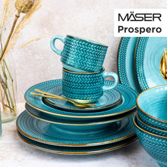 Set de cafea Prospero Premium pentru 4 persoane, calitate restaurant, serviciu de cafea modern cu 12 piese în stil vintage unic, porțelan durabil, albastru